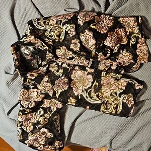 Boston Proper flower puffy sleeve blouse